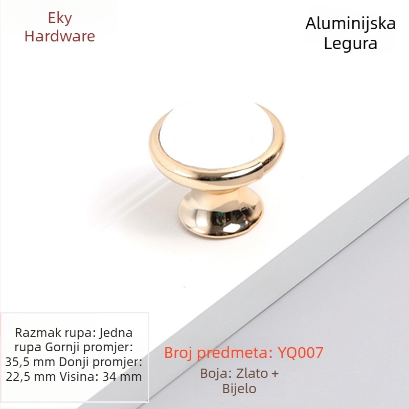 Kuka za vrata ormara i ormarića, tijelo od aluminijske legure s plastičnim umetkom, elektroplatinirani završni sloj, model YQ502