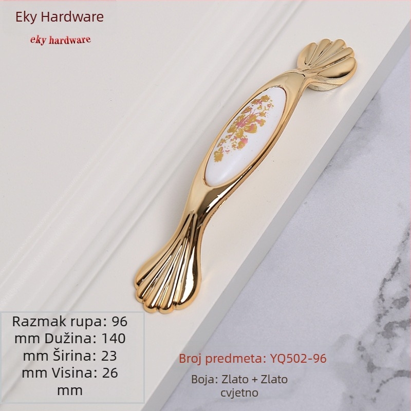 Kuka za vrata ormara i ormarića, tijelo od aluminijske legure s plastičnim umetkom, elektroplatinirani završni sloj, model YQ502