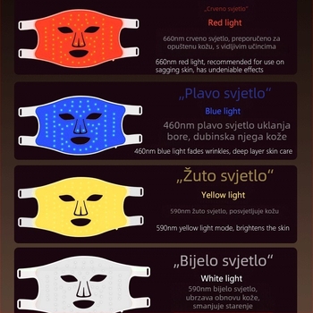 Crvena silikon LED maska za lice za kućnu upotrebu s vratom – uređaj za pomlađivanje kože (FDA/CE)