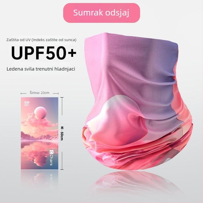Maska za sunčevu zaštitu za žene – maska/šal od ice silk, prugasti uzorak, ležerni stil, vanjska uporaba, sportske kape/šalove za glavu