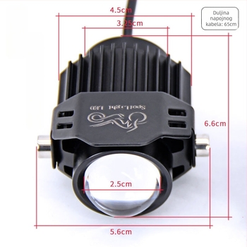 Motociklistička LED glavna svjetla s lećom, aluminijsko kućište, dvobojne LED diode, 18W po lampi, 12–85V ulaz, model Q9