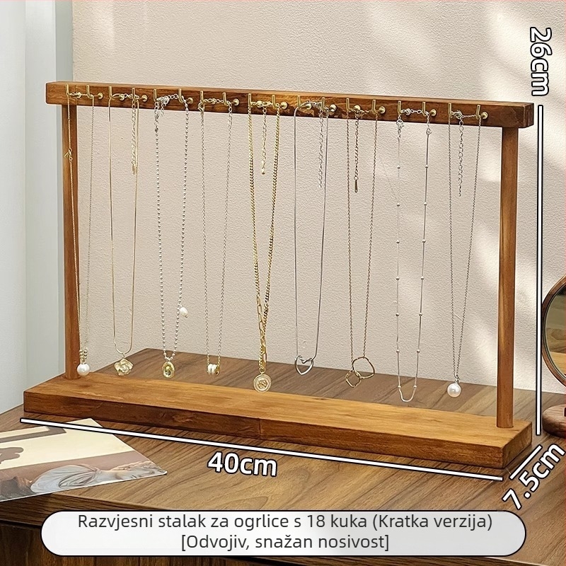 Držač za ogrlice od drveta, stolni, višestruki kuka, jednostruki stalak za izlaganje nakita