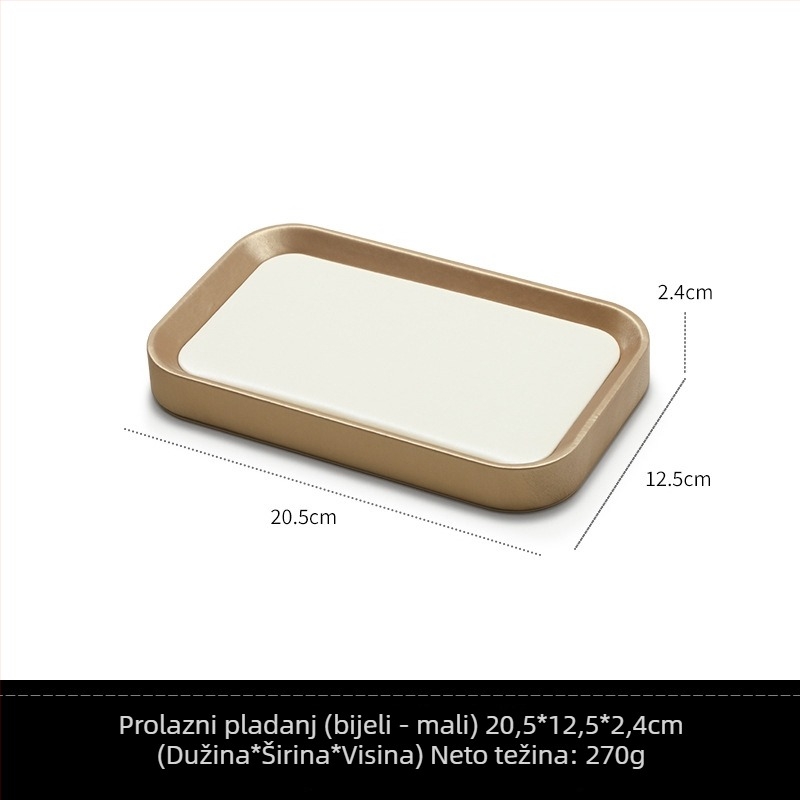 Jednodelna pladnja za izlaganje nakita, drveni okvir s kožnim premazom, jedan sloj, elegantan stil (Proljeće 2025)
