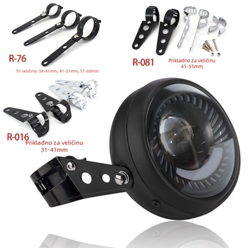 LED prednje svjetlo za motocikle i električna vozila s nosačem, matno sjenilo, 12V, IP23, 2W, izrađeno od željeza, model A-033