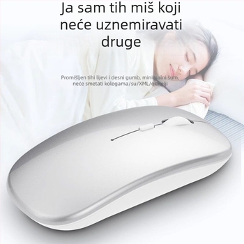 Tiha optička bežična mišić s bežičnim punjenjem, dvostruki način Bluetooth i USB za ured i esport