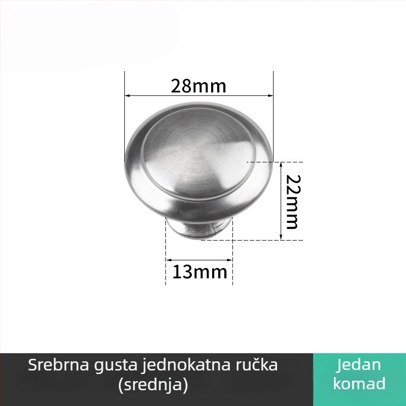 Drška s jednim otvorom za ormar i ladicu – gljivastog oblika, moderni minimalistički stil, materijal: cinkov spoj / nehrđajući čelik, površina brušena, elektroplatinirana i oksidirana