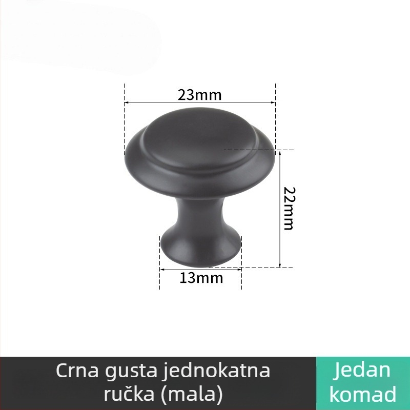 Drška s jednim otvorom za ormar i ladicu – gljivastog oblika, moderni minimalistički stil, materijal: cinkov spoj / nehrđajući čelik, površina brušena, elektroplatinirana i oksidirana