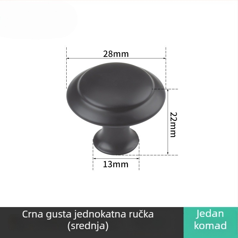 Drška s jednim otvorom za ormar i ladicu – gljivastog oblika, moderni minimalistički stil, materijal: cinkov spoj / nehrđajući čelik, površina brušena, elektroplatinirana i oksidirana