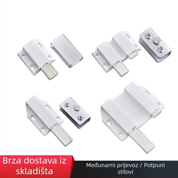 Magnetni dodirni zasun za staklena vrata ormara — za jednokrilna i dvokrilna vrata, model 158/168; moderni minimalistički stil; materijal: željezo/čelik klipovi s plastikom; završna obrada: brushed black