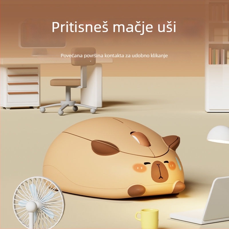 Bežično miš s temom capybara, 1200dpi, sladak crtani dizajn djevojke