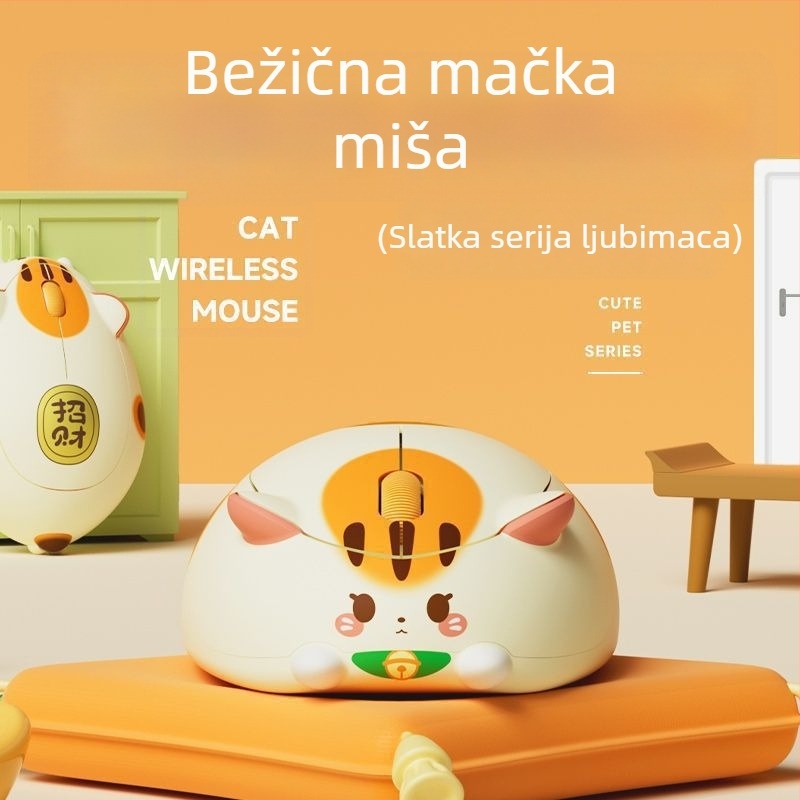 Bežično miš s temom capybara, 1200dpi, sladak crtani dizajn djevojke