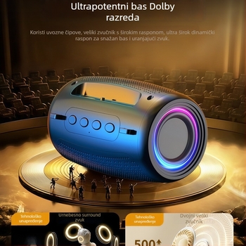 Bežični Bluetooth zvučnik za vanjsku upotrebu, prenosni, IPX7 vodootporan, 3W, Bluetooth 5.3, 100 Hz–20 kHz