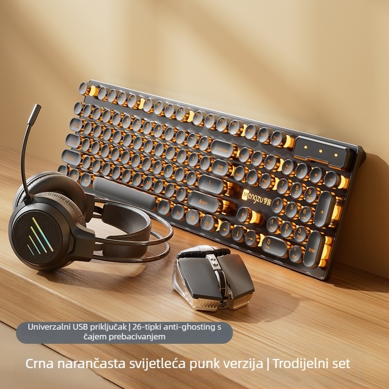 Set klavišnice i miša za stolno računalo - Crater strukture prekidači, žični spoj, bez pozadinskog osvjetljenja