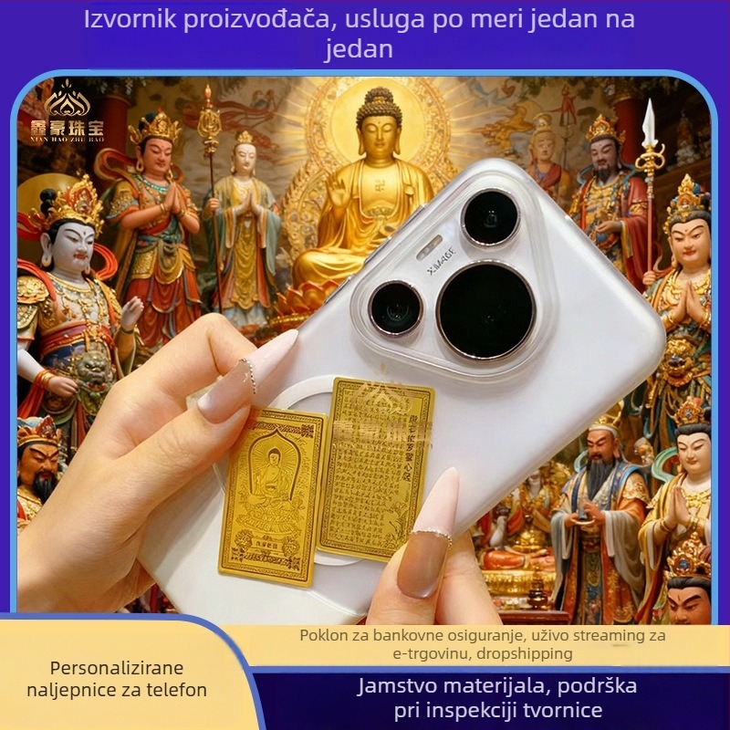 Zlatne naljepnice za mobitel 999 s osam zaštitnih božanstava, kineski stil – Xinhao Jewelry