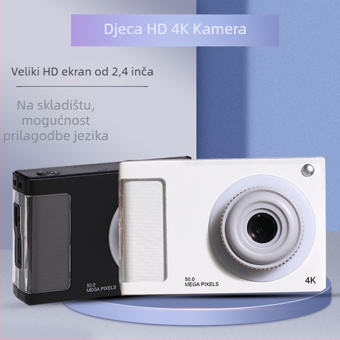 4K dječja kamera s prednjom i stražnjom dvostrukom kamerom, CMOS senzor 24 MP, 4x optični zum, 2,4-inčni LCD zaslon