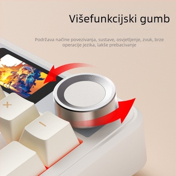 Gaming tipkovnica s Bluetoothom, tri načina rada, prilagodljivi mehanički prekidači, 104 tipke, RGB pozadinsko osvjetljenje, bočno graviranje