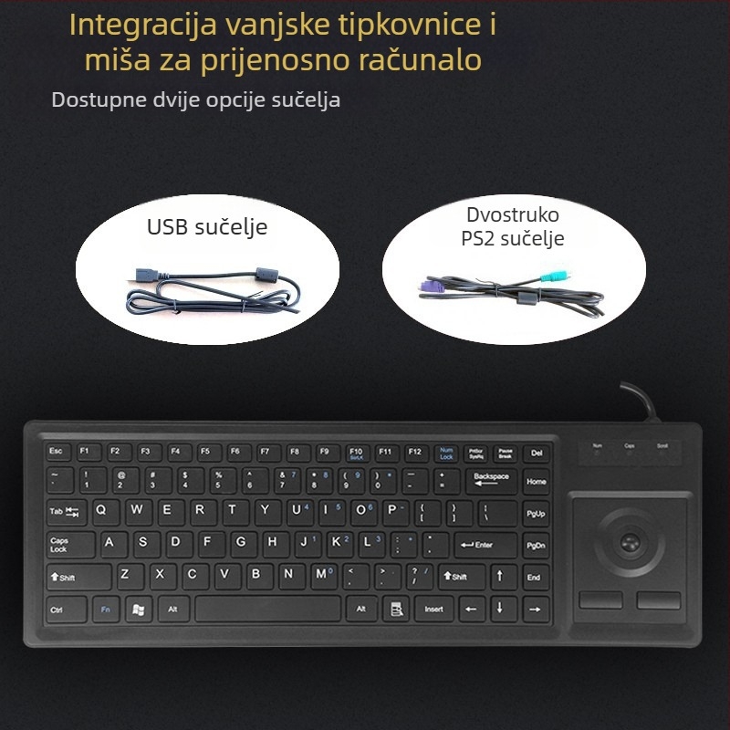 DX-87B industrijski set tipkovnice i miša s trackballom