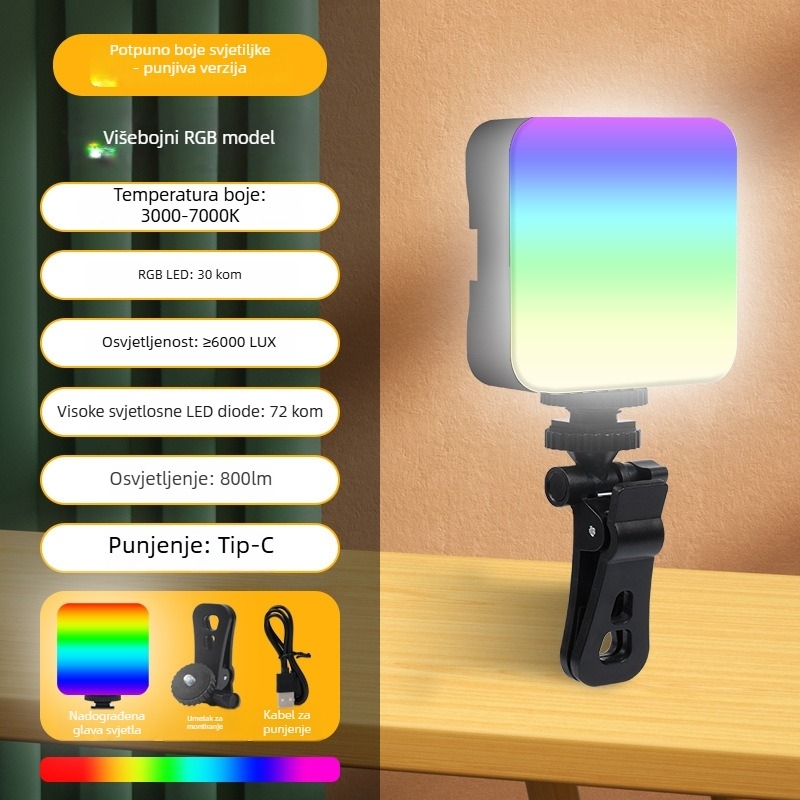 LED rasvjeta za selfie s dvostrukom temperaturom boje, prenosna za fotografiju, video i konferencije — ručno drživa, snaga do 10W, model GZ-669