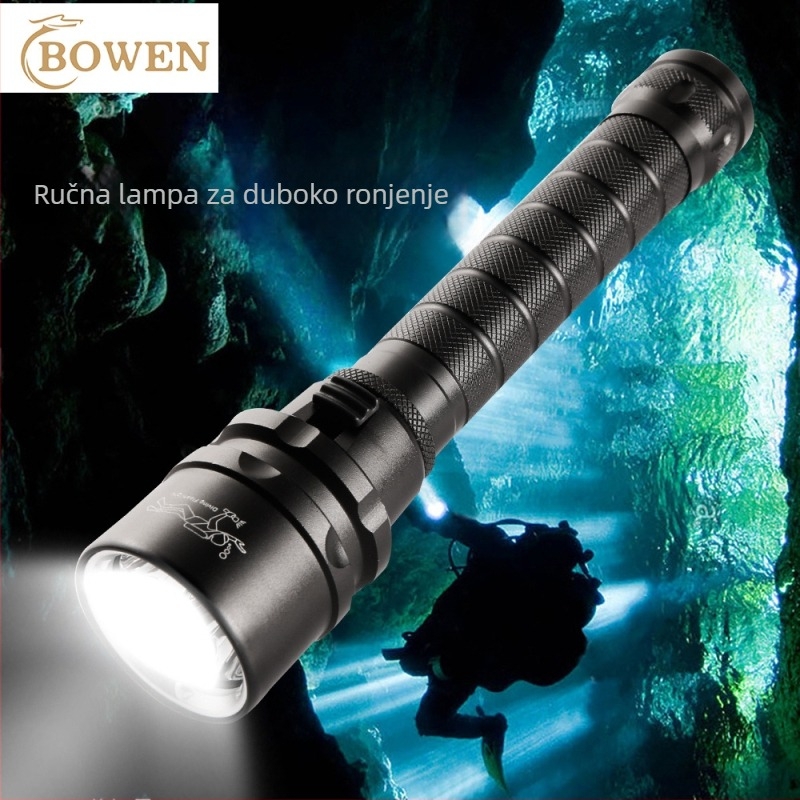 Bowen 3-LED svjetiljka za ronjenje i kampiranje, IPX8, 30W, 2200mAh, fiksni fokus