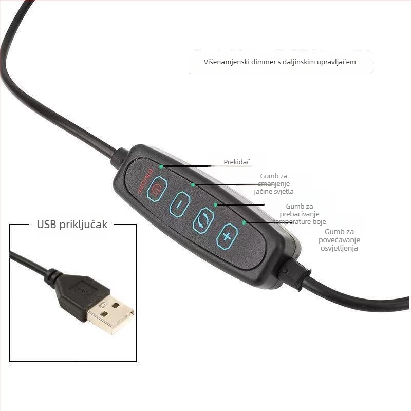 LED svjetlo za fill za prijenose uživo i kratke videozapise — 15W, 5V/2A, vertikalni montažni položaj, za live fotografiju