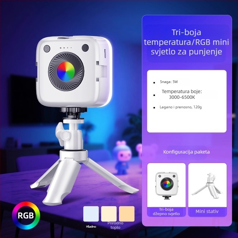 LED rasvjeta za dopunu za telefon - prijenosna ručna RGB rasvjeta za prijenos uživo, 10–50W, 220V, višestruko podešavanje jačine svjetla