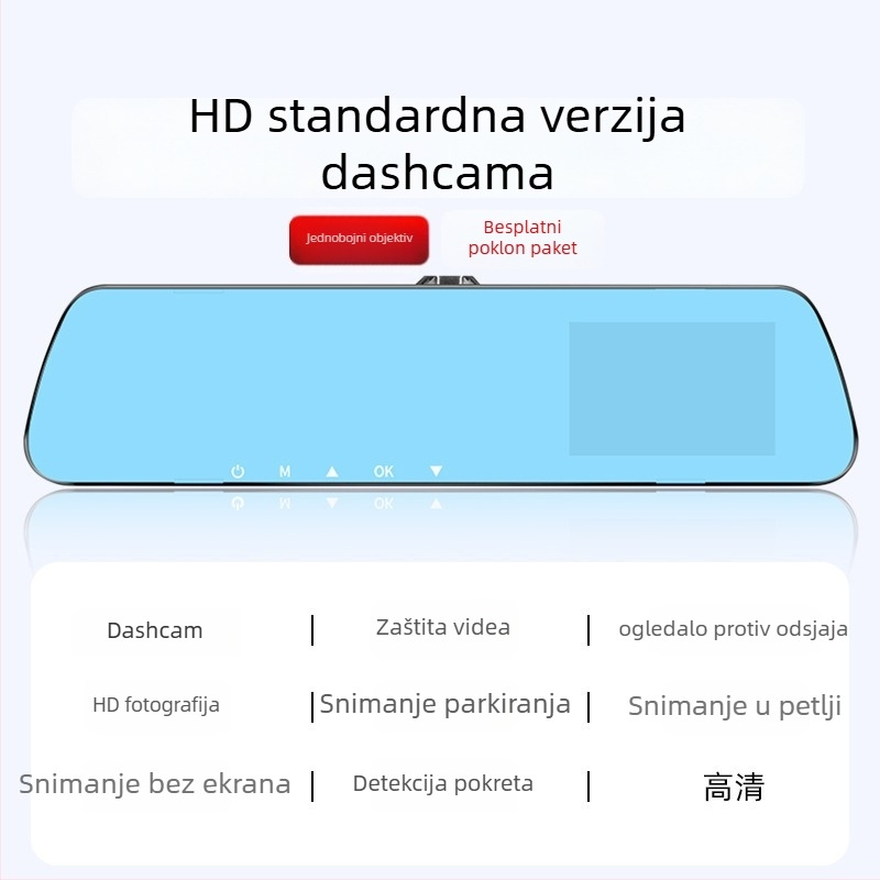 Automobilska dash kamera s prednjom i stražnjom kamerom, 360° panoramski prikaz, F2.0, 1080p, 4MP