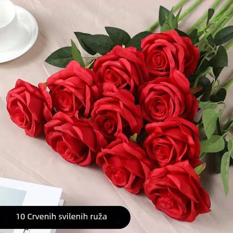 Umjetni buket ruže od svile - stilizirana, reljefna izrada - za vjenčanja, kućni dekor, fotografijske rekvizite, na otvorenom