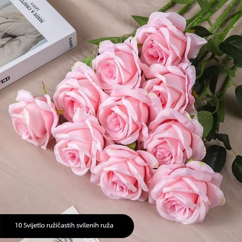 Umjetni buket ruže od svile - stilizirana, reljefna izrada - za vjenčanja, kućni dekor, fotografijske rekvizite, na otvorenom