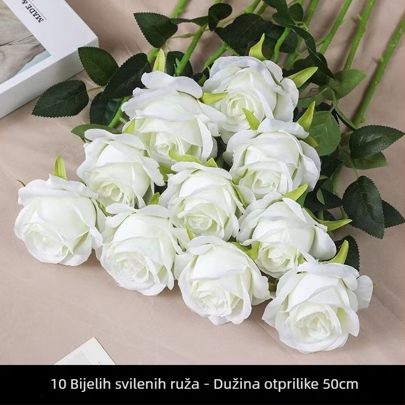 Umjetni buket ruže od svile - stilizirana, reljefna izrada - za vjenčanja, kućni dekor, fotografijske rekvizite, na otvorenom