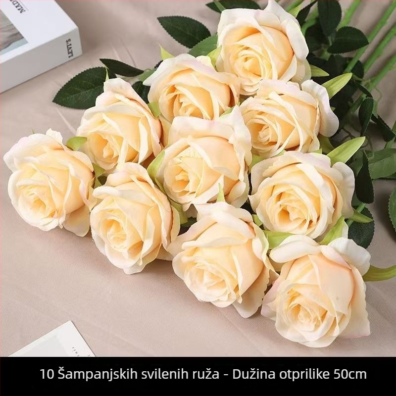 Umjetni buket ruže od svile - stilizirana, reljefna izrada - za vjenčanja, kućni dekor, fotografijske rekvizite, na otvorenom