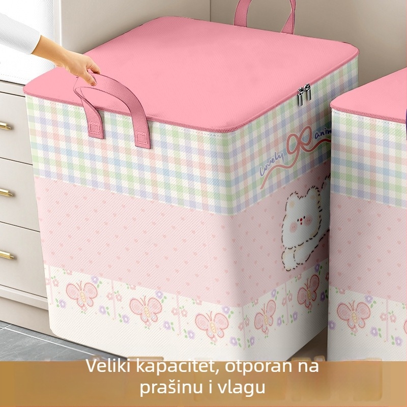 Kockasta torba za skladištenje deke i odjeće - netkani materijal, velika zapremina, otporna na vlagu, višenamjenska