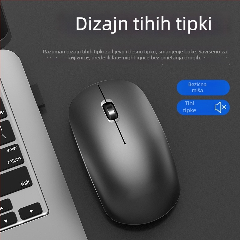 Bežična miš T10 s Bluetooth/2,4 GHz, 1000dpi, 3 tipke, USB prijemnik, ergonomski dizajn