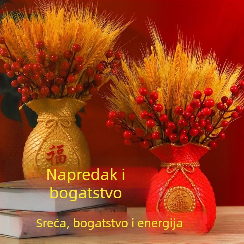 Sušeni buket od grančica pšenice, obojene trave, kartonsko pakiranje