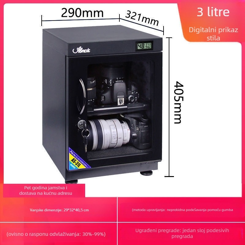 Elektronička kutija otporna na vlagu za DSLR objektive i poštanske marke — sušionica i odvlaživa ormarić