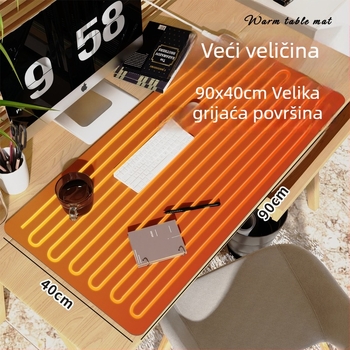 Proširena grijana podloga za stol s PU pokrovom, 220V, 220W, grijanje aluminijskom pločom, inteligentna kontrola temperature (višerazinska), zaštita od pregrijavanja i kratkog spoja