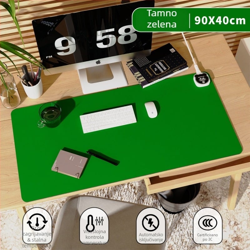 Proširena grijana podloga za stol s PU pokrovom, 220V, 220W, grijanje aluminijskom pločom, inteligentna kontrola temperature (višerazinska), zaštita od pregrijavanja i kratkog spoja