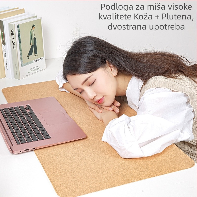 Podloga za miš s pluta i kožom, ekstra velika, otporna na mrlje, minimalistička stolna podloga, jednobojna