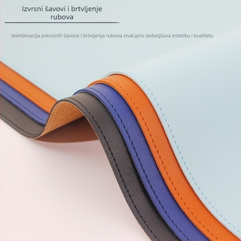 Velika PU podloga za stol, dvostrana, 400 × 800 mm, koža-izgled s korek akcentima, otisak logotipa