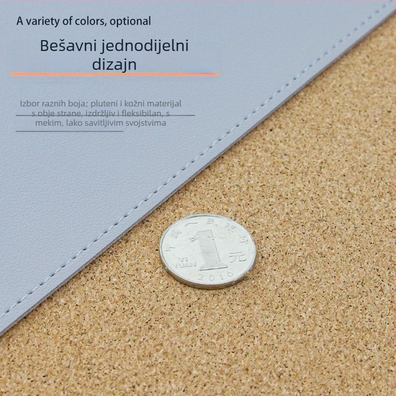 Velika PU podloga za stol, dvostrana, 400 × 800 mm, koža-izgled s korek akcentima, otisak logotipa