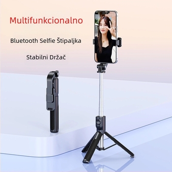Integrirani Bluetooth selfie štapić za mobitel — prijenosni stabilni stativ s daljinskim upravljačem, svjetlo i IBIS kompatibilnost (ABS + nehrđajući čelik)