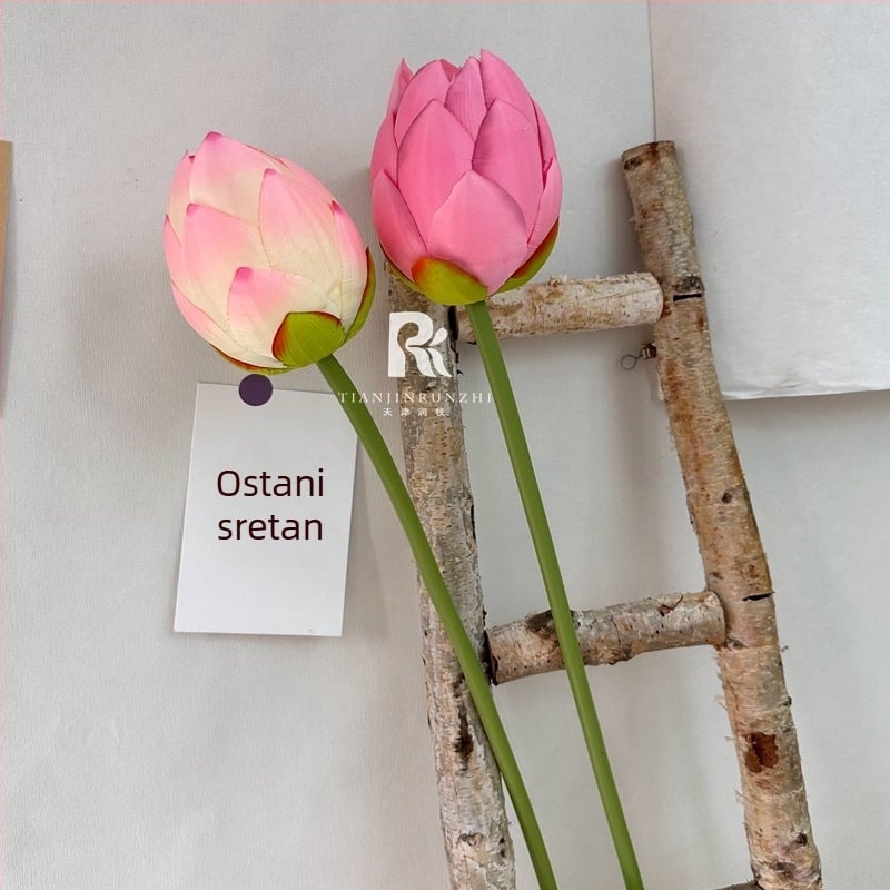 Runzhi umjetni lotos s listom – svileni lotos, kineskog stila chinoiserie, svadbena dekoracija i rekviziti za fotografiju (Brand Runzhi; Materijal: svila; Upotreba: vjenčanje, rekviziti za fotografiju; Stil: chinoiserie)