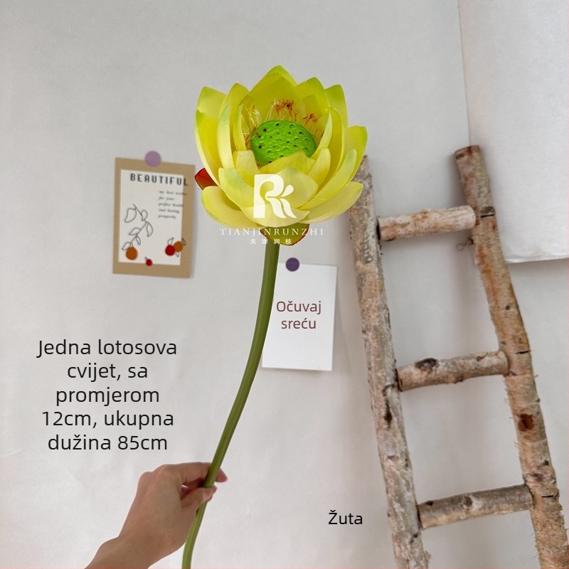 Runzhi umjetni lotos s listom – svileni lotos, kineskog stila chinoiserie, svadbena dekoracija i rekviziti za fotografiju (Brand Runzhi; Materijal: svila; Upotreba: vjenčanje, rekviziti za fotografiju; Stil: chinoiserie)