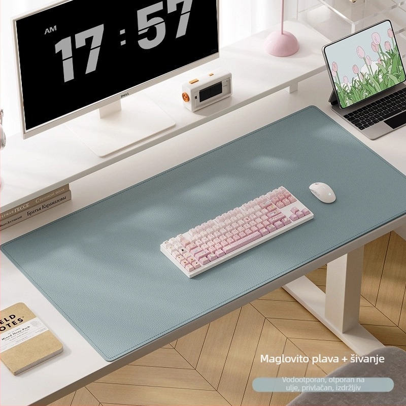 Velika desk pad od PU kože, dvostrana, jednobojna, vodootporna, protuklizna, za tipkovnicu i miš