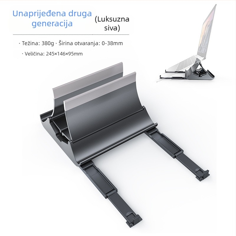 Vertikalni nosač za laptop s gravitacijskim skladištem, uspravni stolni nosač s podrškom za hlađenje, model Gravity bracket, težina 371 g