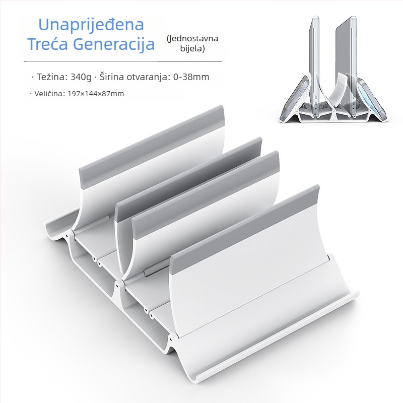 Vertikalni nosač za laptop s gravitacijskim skladištem, uspravni stolni nosač s podrškom za hlađenje, model Gravity bracket, težina 371 g