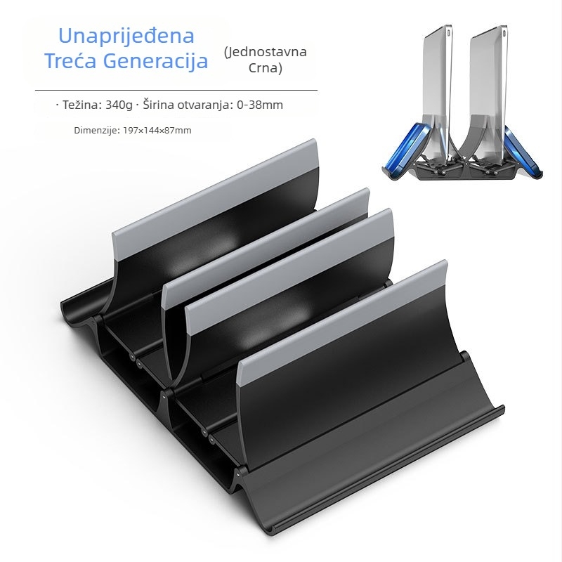 Vertikalni nosač za laptop s gravitacijskim skladištem, uspravni stolni nosač s podrškom za hlađenje, model Gravity bracket, težina 371 g