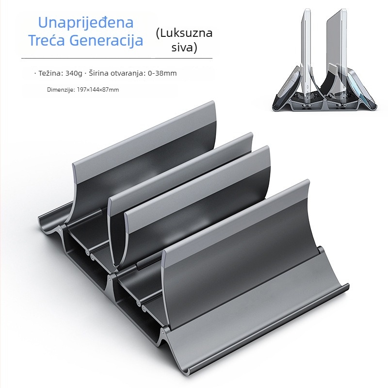 Vertikalni nosač za laptop s gravitacijskim skladištem, uspravni stolni nosač s podrškom za hlađenje, model Gravity bracket, težina 371 g