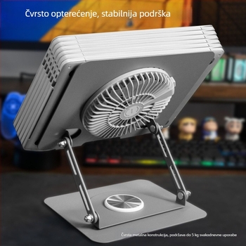 Stalak za prijenosno računalo s 360° rotacijom, integriranim hlađenjem, odvojivim RGB ventilatorom