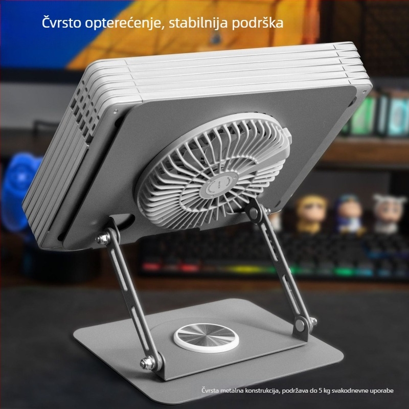 Stalak za prijenosno računalo s 360° rotacijom, integriranim hlađenjem, odvojivim RGB ventilatorom