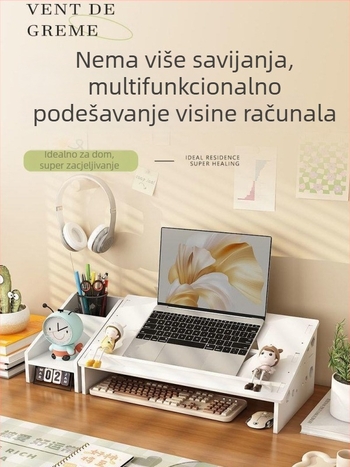 Stalak za hlađenje prijenosnog računala s podesivom visinom stola, podrškom za vrat i policom za pohranu